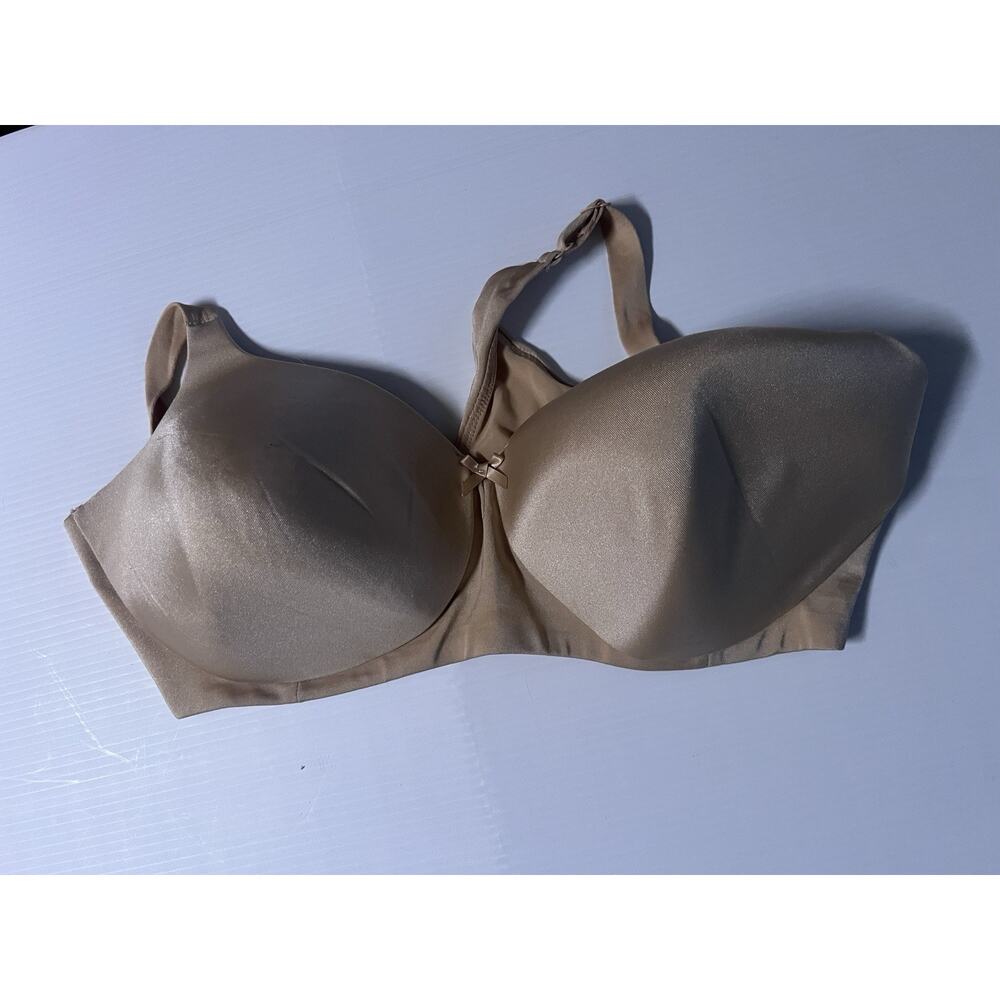 Comfort Choice Tan Satin Full Coverage‎ Underwire Bra 48C Bow Detail